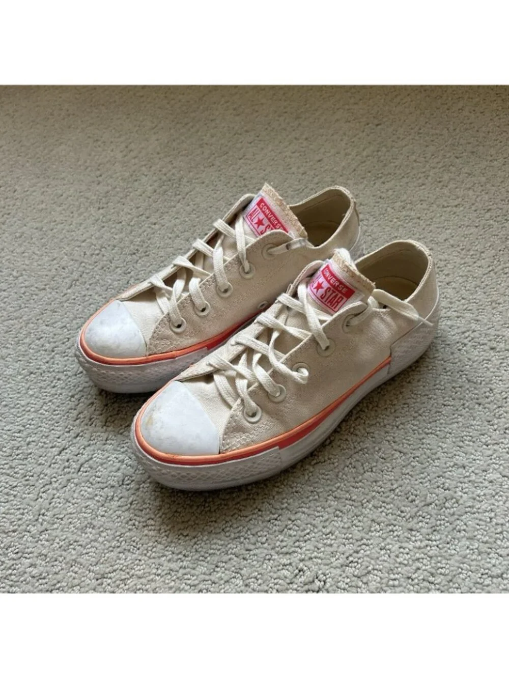 Converse Chuck Taylor All Star Platform Women's Size 5 Pink Beige Sneakers - Picture 4 of 10